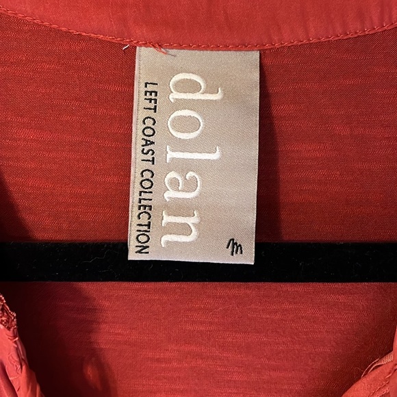 Dolan Left Coast Collection 3/4 Sleeve Red/Rust Color Top Blouse V-Neck Two-Tone - Picture 7 of 9